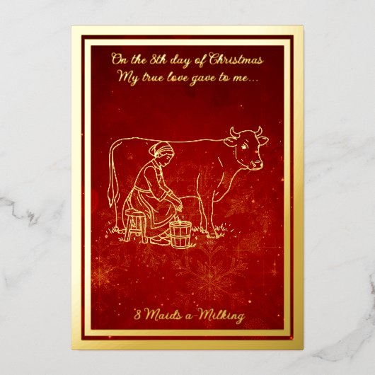 クリスマス日12人、乳しぼりメイド 箔シーズンカード (正面)