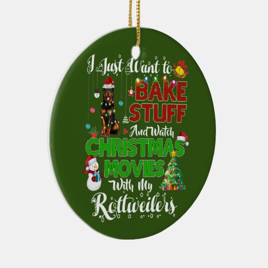 クリスマス映画とロットワイラー セラミックオーナメント (右)