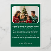 クリスマス映画のボーダーグリーン写真バック 箔シーズンカード (裏面)