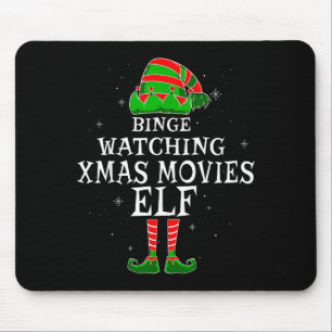クリスマス映画の一気見エルフのマッチングファミリークリスマス マウスパッド