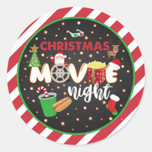 クリスマス映画の夜のステッカー ラウンドシール