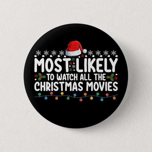 クリスマス映画を全部見るタイプ 缶バッジ (正面)