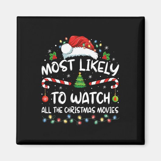 クリスマス映画を全部見る可能性大 クリスマス マグネット (正面)