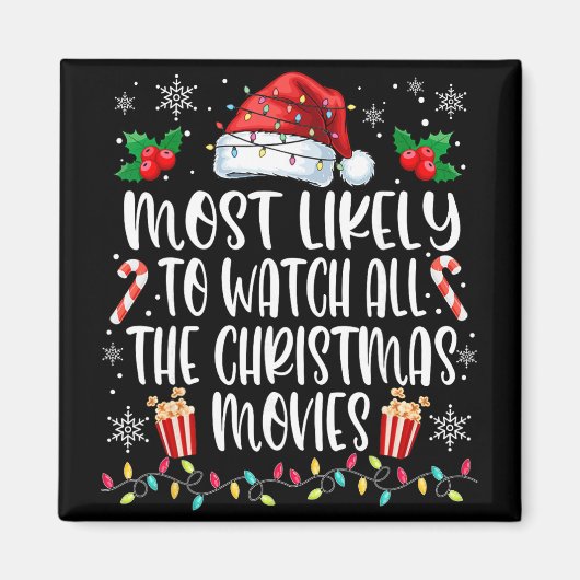 クリスマス映画を全部見る可能性大!クリスマス マグネット (正面)