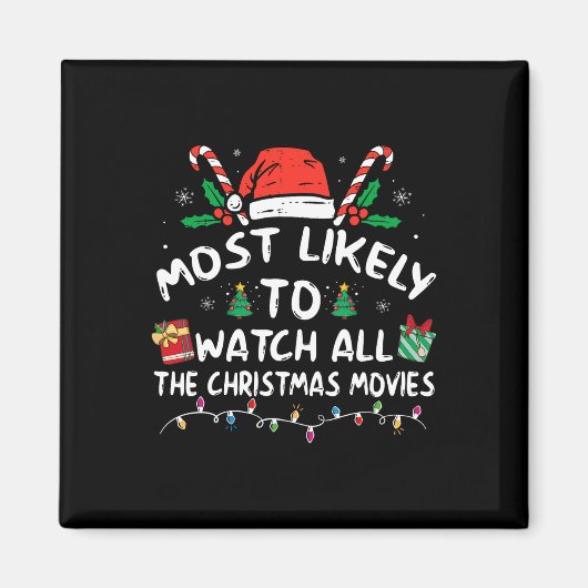 クリスマス映画を全部見る可能性大 ファミリー マグネット (正面)