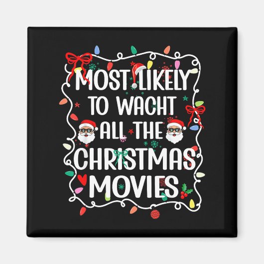 クリスマス映画を全部見る可能性大 ファミリー マグネット (正面)