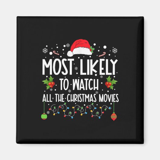 クリスマス映画を全部見る可能性大 Xmas マグネット (正面)