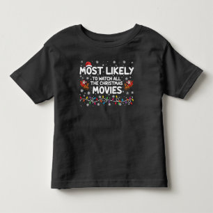 クリスマス映画を全部見る家族 トドラーTシャツ