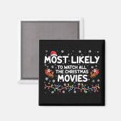 クリスマス映画を全部見る家族 マグネット (正面/裏面)