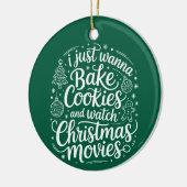 クリスマス映画を見てクッキーを作りたい セラミックオーナメント (左)