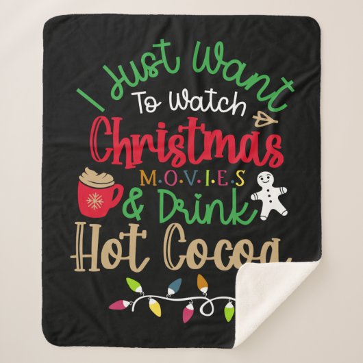 クリスマス映画を見て熱い飲み物を飲みたい シェルパブランケット (正面)