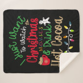 クリスマス映画を見て熱い飲み物を飲みたい シェルパブランケット (正面(横))