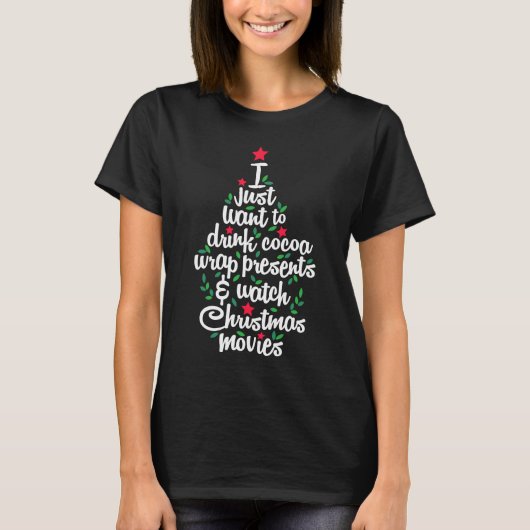 クリスマス映画を見ながらココアを飲みたい | Tシャツ (正面)
