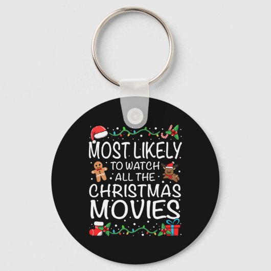 クリスマス映画を見るのが一番好きな家族 C キーホルダー (正面)