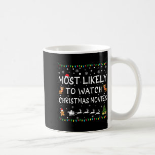 クリスマス映画を見るのが大好きな家族・クリスマス コーヒーマグカップ