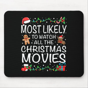 クリスマス映画を見るのが好きな家族C マウスパッド