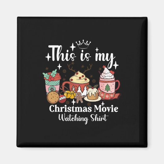 クリスマス映画を見るシャツ ファミリー用M マグネット (正面)