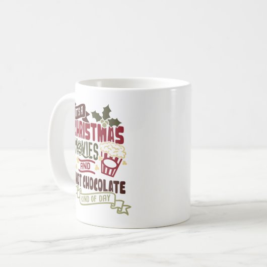 クリスマス映画を見る可愛いクリスマスマグカップ コーヒーマグカップ (正面左)
