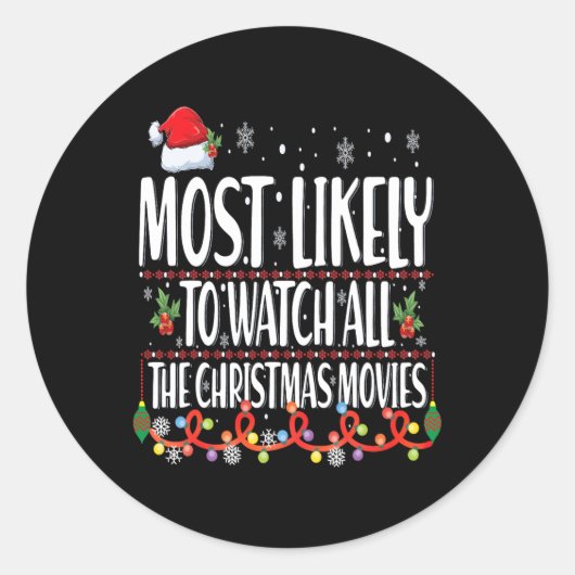 クリスマス映画を見る可能性が最も高い ラウンドシール (正面)