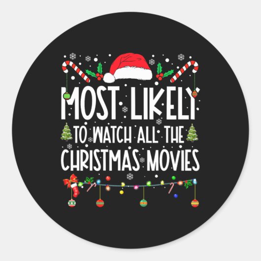 クリスマス映画を見る可能性が最も高い ラウンドシール (正面)