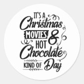 クリスマス映画ホットチョコレートワードアート ラウンドシール (正面)