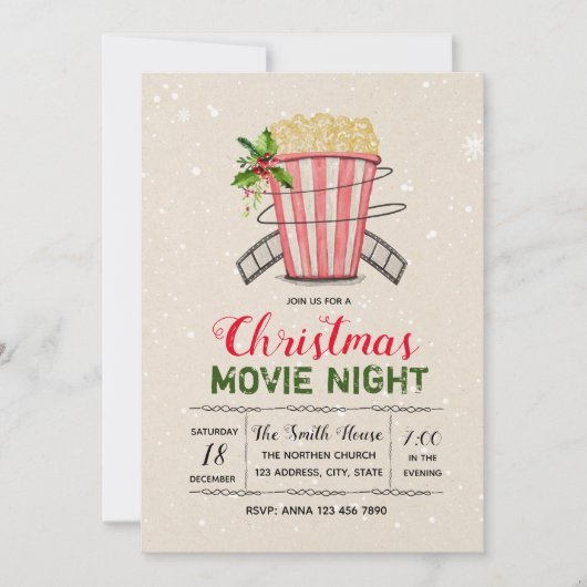 クリスマス映画夜招待 招待状 (正面)