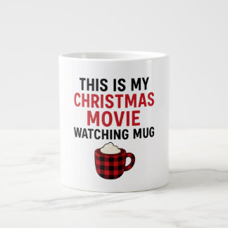 クリスマス映画鑑賞を楽しむマグカップ • もこもこホットココア ジャンボコーヒーマグカップ