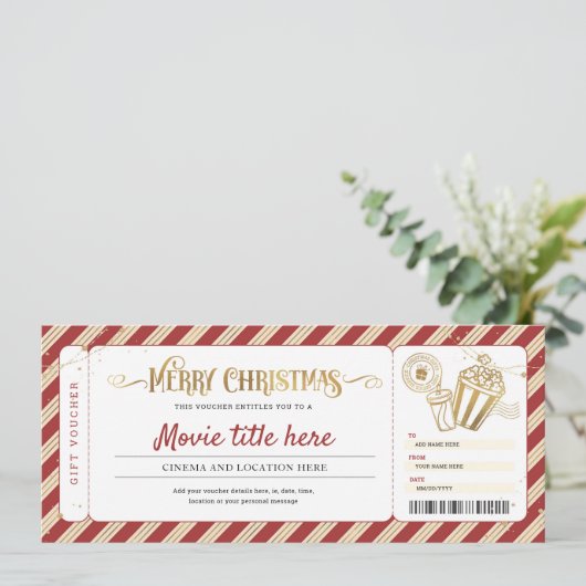 クリスマス映画鑑賞会 ギフトチケット券 招待状 (スタンド正面)