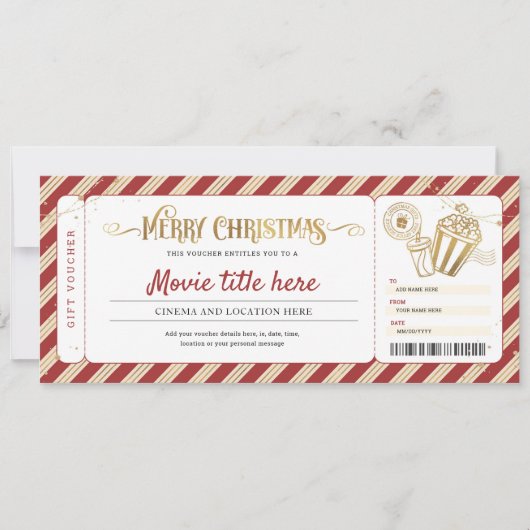 クリスマス映画鑑賞会 ギフトチケット券 招待状 (正面)