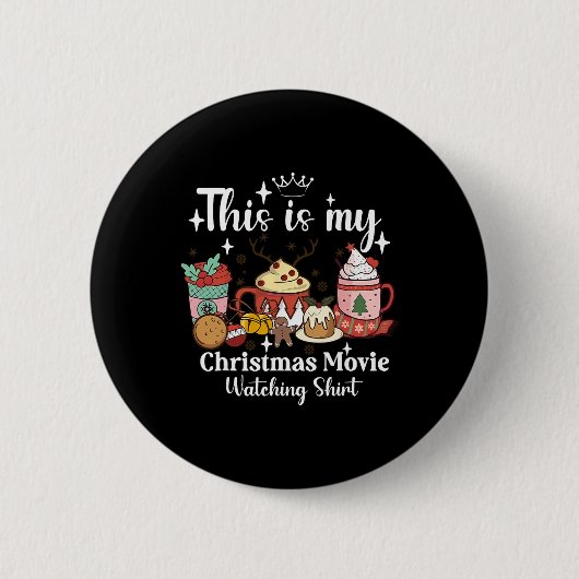クリスマス映画鑑賞Tシャツ ファミリーM 缶バッジ (正面)