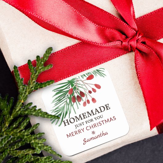 クリスマス春のベリーの手作り スクエアシール