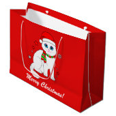 クリスマス時にクリスマス猫 ラージペーパーバッグ (正面アングル)