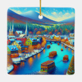 クリスマス時にバーモント州ウッドストック セラミックオーナメント (裏面)