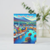 クリスマス時にバーモント州ウッドストック ポストカード (スタンド正面)