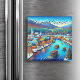 クリスマス時にバーモント州ウッドストック マグネット