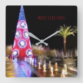 クリスマス時計 スクエア壁時計 (正面)