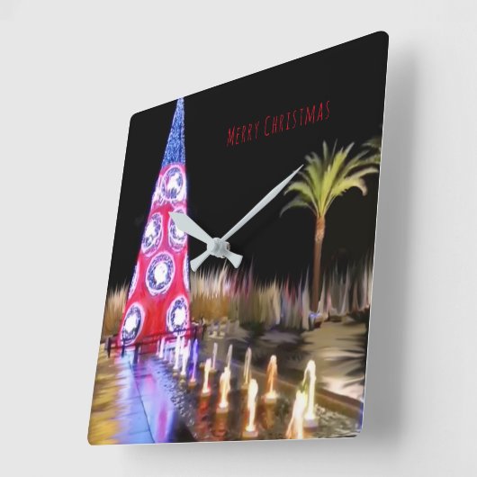 クリスマス時計 スクエア壁時計 (傾斜)