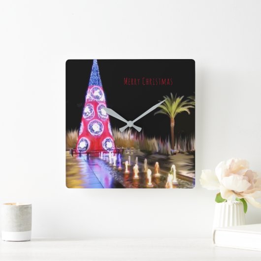 クリスマス時計 スクエア壁時計 (ホーム)
