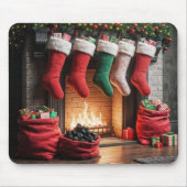 クリスマス暖炉と石炭の袋 マウスパッド (正面)