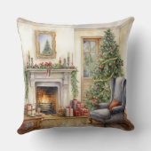 クリスマス暖炉の窓の青 クッション (裏面)