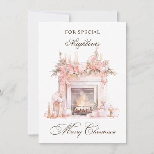 クリスマス暖炉の隣人ホリデーカード シーズンカード (正面)