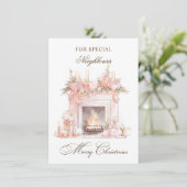 クリスマス暖炉の隣人ホリデーカード シーズンカード (スタンド正面)