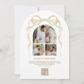 クリスマス暖炉のBow写真QRコードアーチ結婚ーズ 招待状 (裏面)