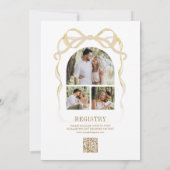 クリスマス暖炉ボウQRコードブライダルシャワー 招待状 (裏面)