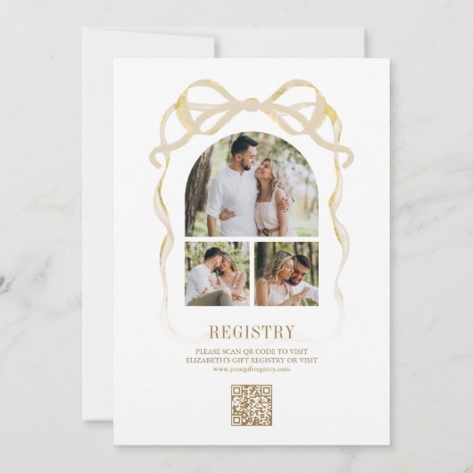 クリスマス暖炉ボウQRコードブライダルシャワー 招待状 (裏面)