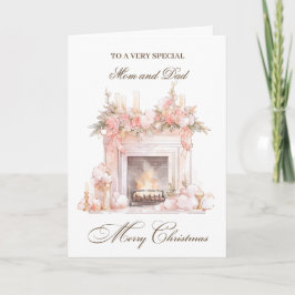 クリスマス暖炉ママ&パパ シーズンカード