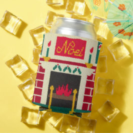 クリスマス暖炉レッドグリーン金ゴールドノールクロシェ 缶クーラー