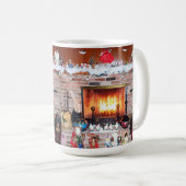 クリスマス暖炉 コーヒーマグカップ (正面右)