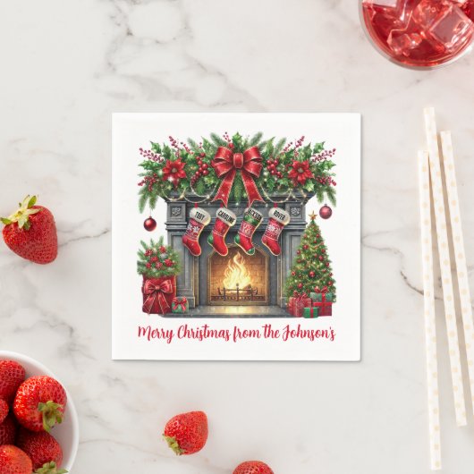 クリスマス暖炉 スタンダードカクテルナプキン (インサイチュ)