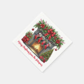 クリスマス暖炉 スタンダードカクテルナプキン (角)